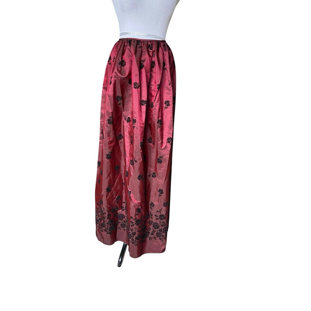 Vintage Jessica McClintock Y2K Velvet Rose Taffeta Skirt Size 10 Wine Whimsygoth